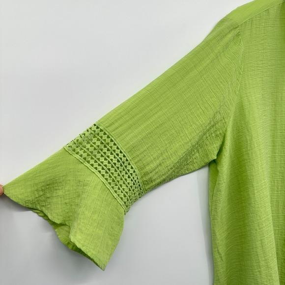 Ali Miles Tunic Top Shirt Size 1X Crinkle Button Up Crochet Artsy Boho Statement - Picture 9 of 16